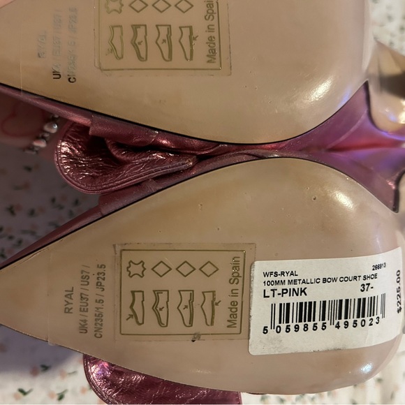 Ted Baker Metallic Pink Knotted Bow Pointed Pumps - Picture 5 of 5